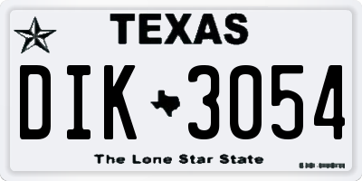 TX license plate DIK3054