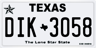 TX license plate DIK3058