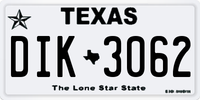 TX license plate DIK3062