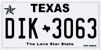 TX license plate DIK3063