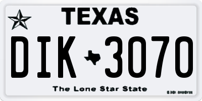 TX license plate DIK3070