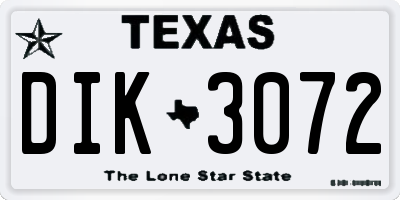 TX license plate DIK3072