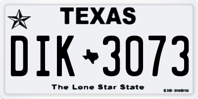 TX license plate DIK3073
