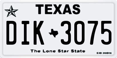 TX license plate DIK3075