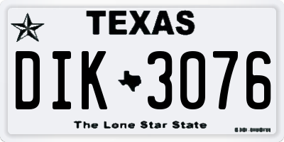 TX license plate DIK3076