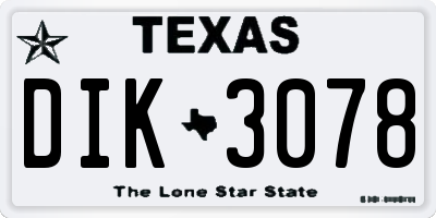 TX license plate DIK3078