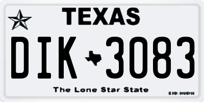 TX license plate DIK3083