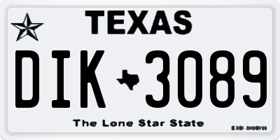 TX license plate DIK3089