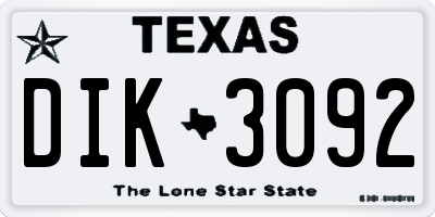 TX license plate DIK3092