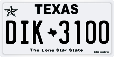 TX license plate DIK3100