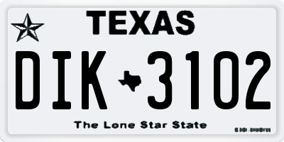 TX license plate DIK3102