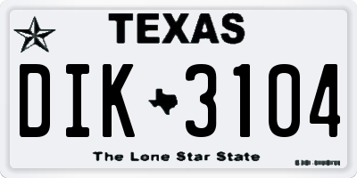 TX license plate DIK3104