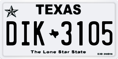 TX license plate DIK3105