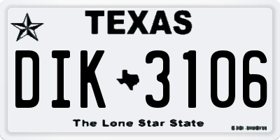 TX license plate DIK3106