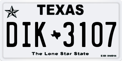 TX license plate DIK3107
