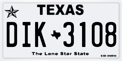 TX license plate DIK3108