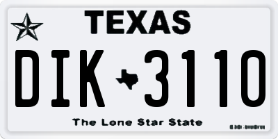 TX license plate DIK3110