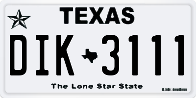 TX license plate DIK3111