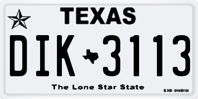 TX license plate DIK3113