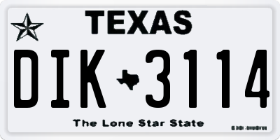 TX license plate DIK3114