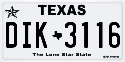 TX license plate DIK3116