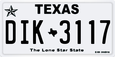 TX license plate DIK3117