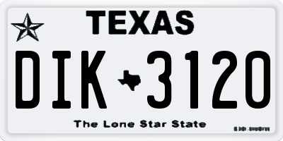 TX license plate DIK3120