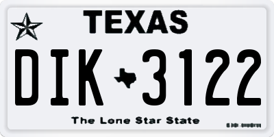 TX license plate DIK3122