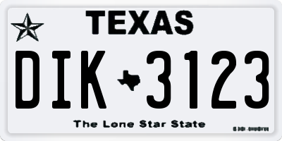 TX license plate DIK3123