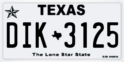 TX license plate DIK3125