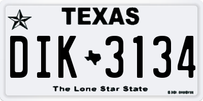 TX license plate DIK3134