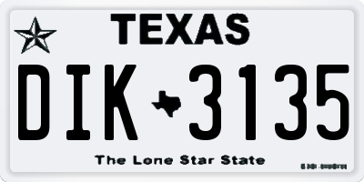 TX license plate DIK3135