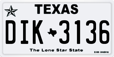 TX license plate DIK3136