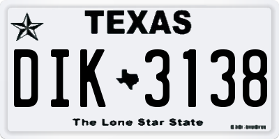 TX license plate DIK3138