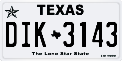 TX license plate DIK3143
