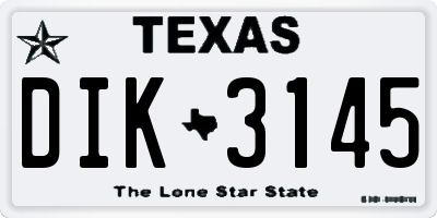TX license plate DIK3145