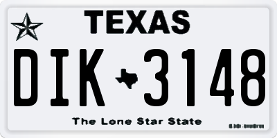 TX license plate DIK3148