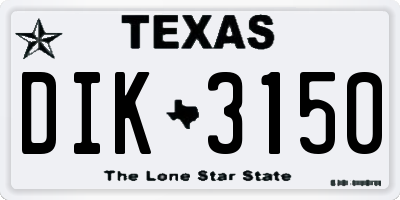 TX license plate DIK3150