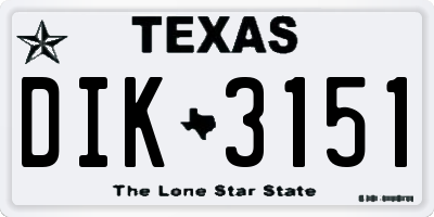 TX license plate DIK3151
