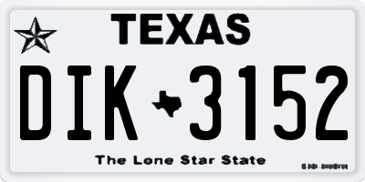 TX license plate DIK3152