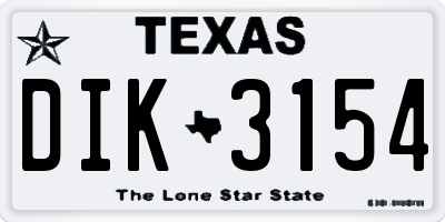 TX license plate DIK3154