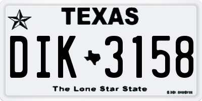 TX license plate DIK3158