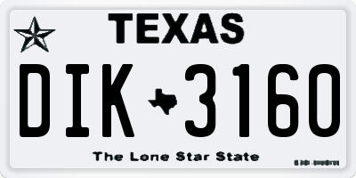 TX license plate DIK3160
