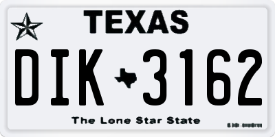 TX license plate DIK3162