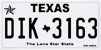 TX license plate DIK3163