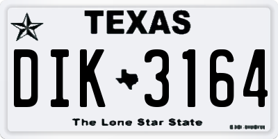 TX license plate DIK3164