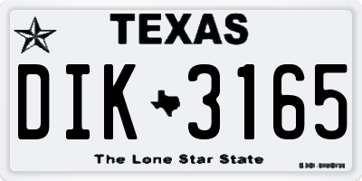 TX license plate DIK3165