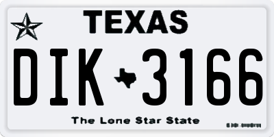 TX license plate DIK3166