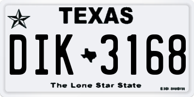 TX license plate DIK3168