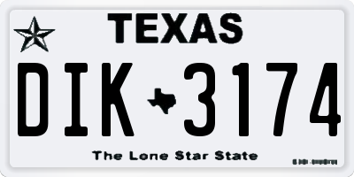 TX license plate DIK3174